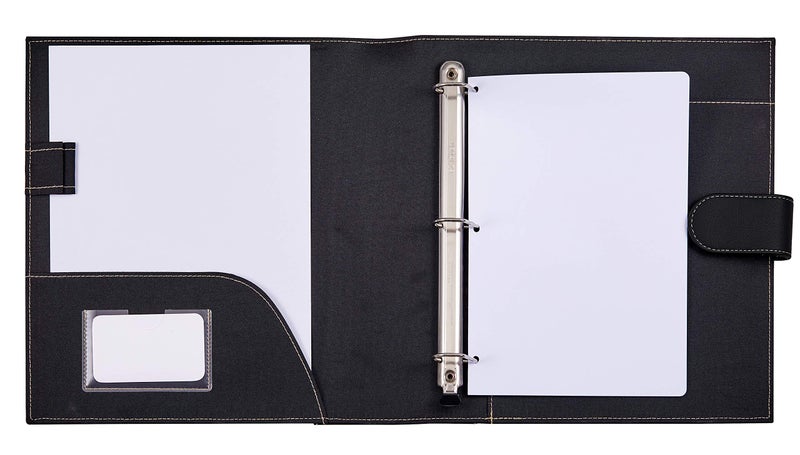 It's Academic Mini Executive Leather Portfolio Folder  1"" Ring Binder and 250-Sheet Capacity  Note Pads  and 5.5"""" x 8.5"" Documents  2 Pen Loops  Black Faux Leather (98294) - Image 4